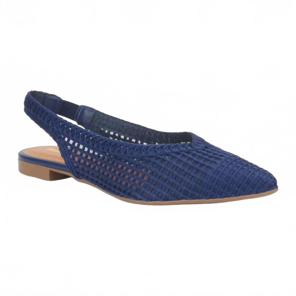 NEW BRUNO MENEGATTI women's sandra crochet slingbacks flat in navy